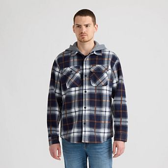 Men's Matix Plaid Polar Fleece Hooded Shacket