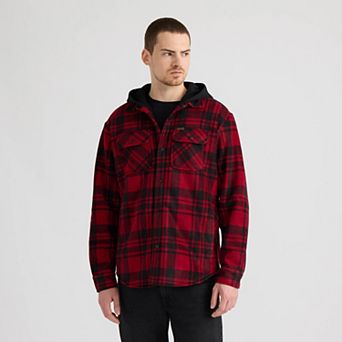 Men's Matix Plaid Polar Fleece Hooded Shacket