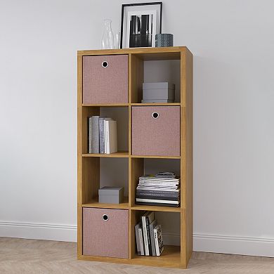 Walnut 2×4 Grid Smart Cube Storage Organizer with Open Back Panel, Home Bookshelf