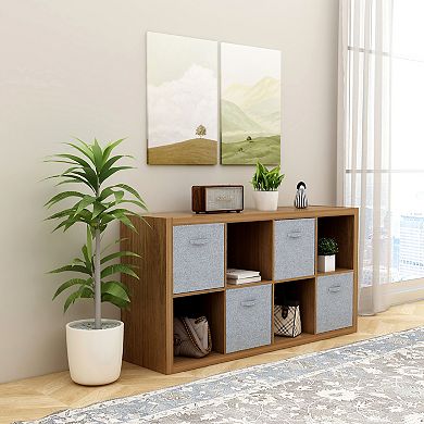 Walnut 2×4 Grid Smart Cube Storage Organizer with Open Back Panel, Home Bookshelf