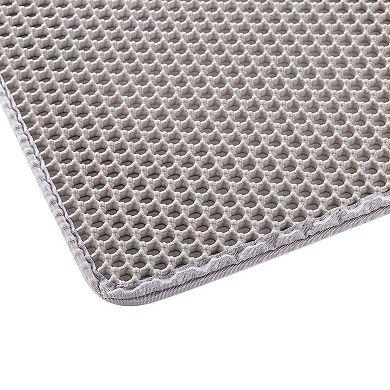 Cat Litter Trapping Mat, 24 x 15 Inches, Double-layer Honeycomb, Non-slip, Urine-proof, Grey