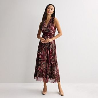 Women's Robbie Bee Sleeveless Wrap Mesh Maxi Dress