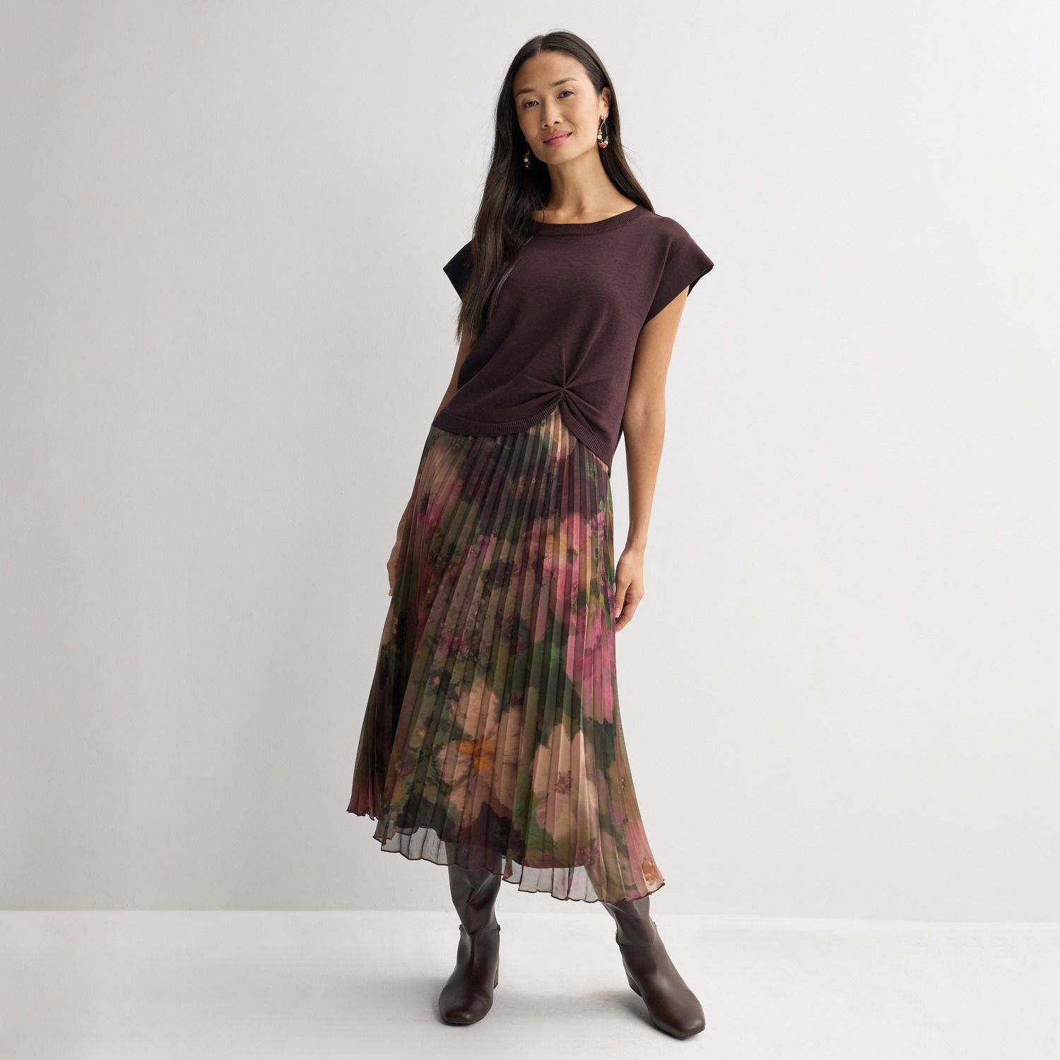 Женское платье Robbie Bee Short Sleeve Sweater Chiffon Twofer