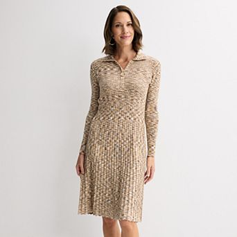 Women's Robbie Bee Collared Zip Front Sweater Dress