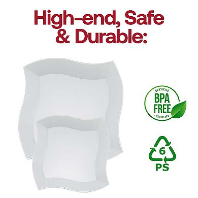 10" Wave Plastic Dinner Plates - 120 Plates