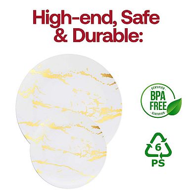 7.5" Marble Stroke Plastic Salad Plates - 120 Plates