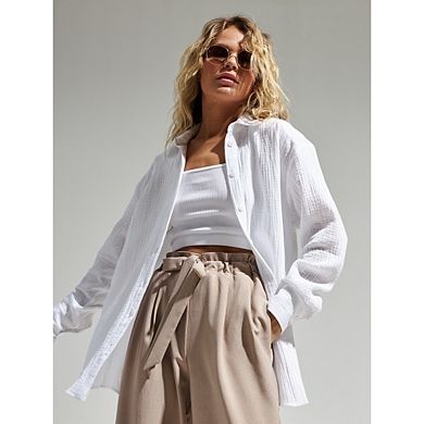 Women's Casual Plaid Button Down Shirts Short Sleeve Collared Y2k Blouse