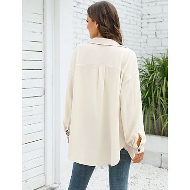 Womens Button Down Long Sleeve Dressy Casual Tops Fashion Clothes