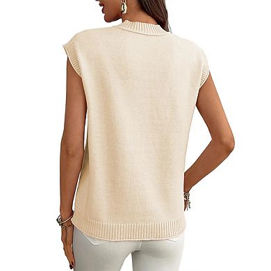 Womens Sleeveless Sweater Vest Summer Casual Crew Neck Loose Knit Lightweight Pullover Tank Tops