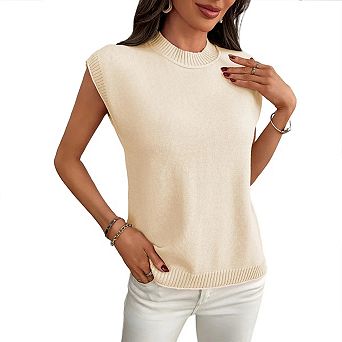 Womens Sleeveless Sweater Vest Summer Casual Crew Neck Loose Knit Lightweight Pullover Tank Tops