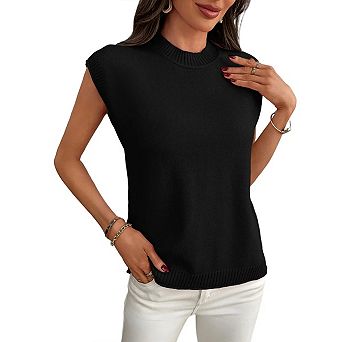 Womens Sleeveless Sweater Vest Summer Casual Crew Neck Loose Knit Lightweight Pullover Tank Tops