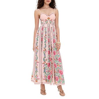 Women's Boho Print Dress Sleeveless Backless Midi Dress Halter High Waist A Line Long Dress