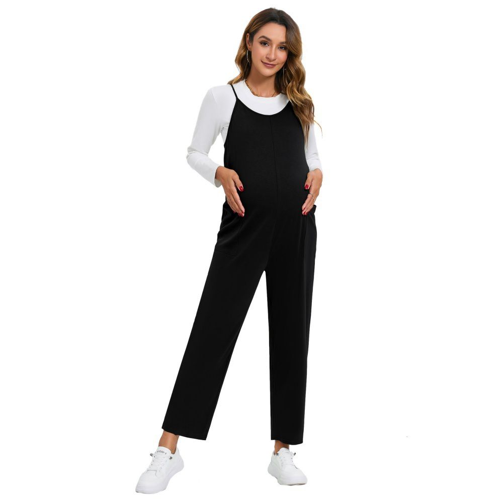 Женские комбинезоны Maternity Casual Jumpsuits Sleeveless Straight Leg Loose Pregnancy Overalls with Pockets