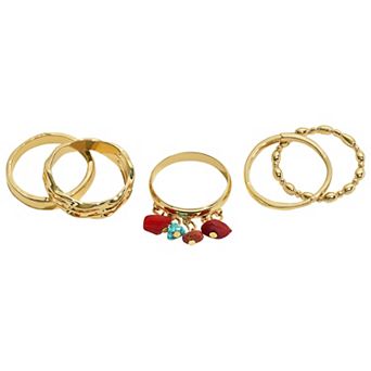 Emberly 5 pc Gold Tone Multi Chip Split Ring Set