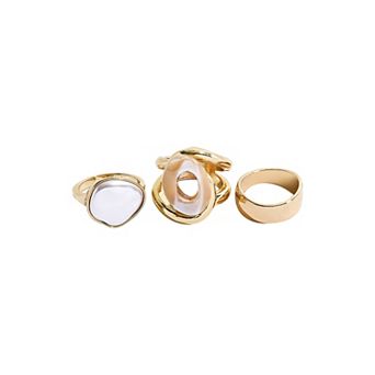 Emberly Gold Tone Mother-of-Pearl 3 pc Ring Set