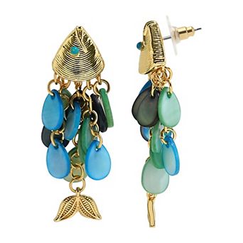 Emberly Gold Tone Fish Scale Drop Earrings
