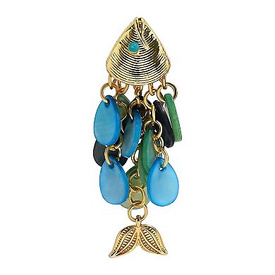 Emberly Gold Tone Fish Scale Drop Earrings