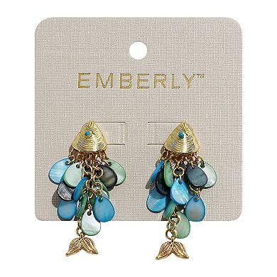 Emberly Gold Tone Fish Scale Drop Earrings