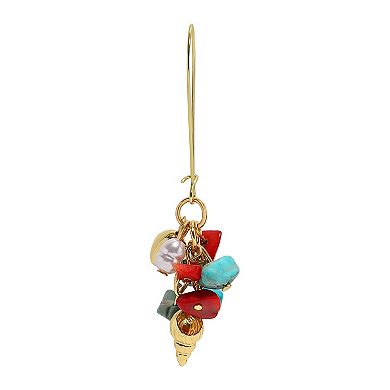 Emberly Gold Tone Coral Simulated Pearl Cluster Earrings