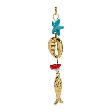 Emberly Gold Tone Starfish Coral Simulated Pearl Linear Earrings