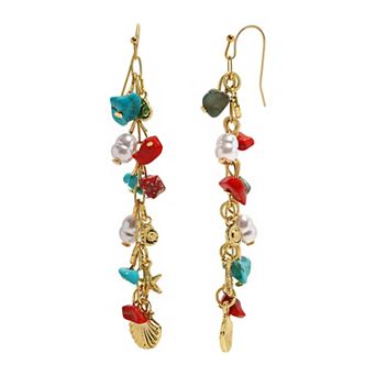 Emberly Gold Tone Shell Linear Earrings