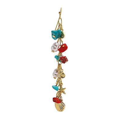 Emberly Gold Tone Shell Linear Earrings