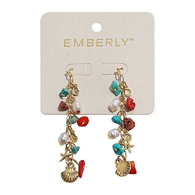 Emberly Gold Tone Shell Linear Earrings