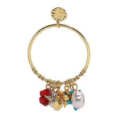 Emberly Gold Tone Coral Simulated Pearl & Shell Drop Earrings