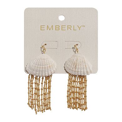 Emberly Gold Tone Starfish Shell Fringe Drop Earrings
