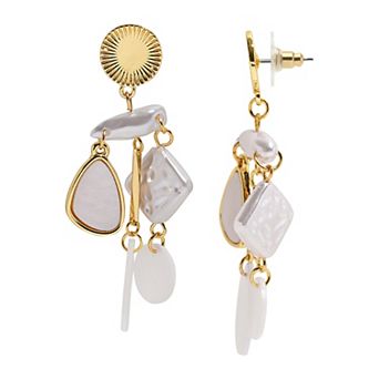 Emberly Gold Tone Mother-of-Pearl Chip Drop Earrings
