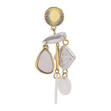 Emberly Gold Tone Mother-of-Pearl Chip Drop Earrings
