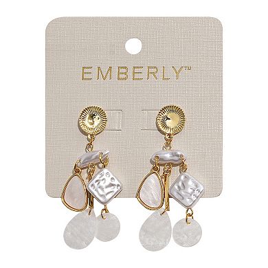 Emberly Gold Tone Mother-of-Pearl Chip Drop Earrings