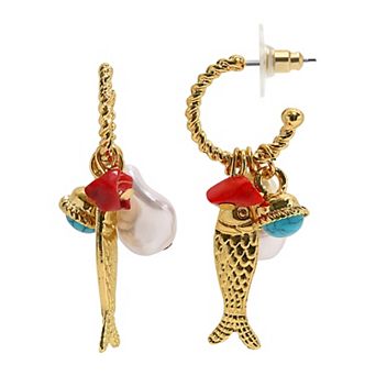 Emberly Gold Tone Coral Fish Hoop Earrings