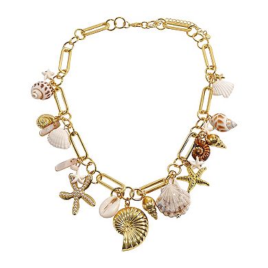 Emberly Gold Tone Multi Simulated Stone Starfish Charm Necklace