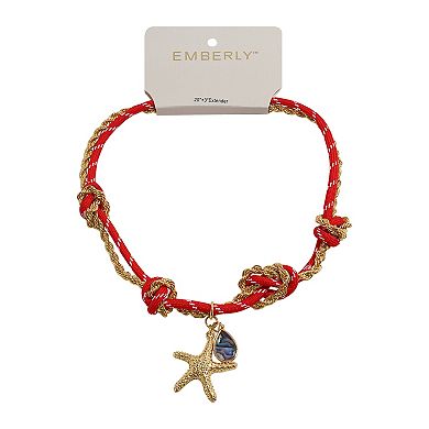 Emberly Gold Tone Abalone Starfish Rope Necklace