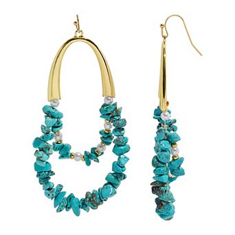 Emberly Gold Tone Chip Simulated Pearl Arch Drop Earrings