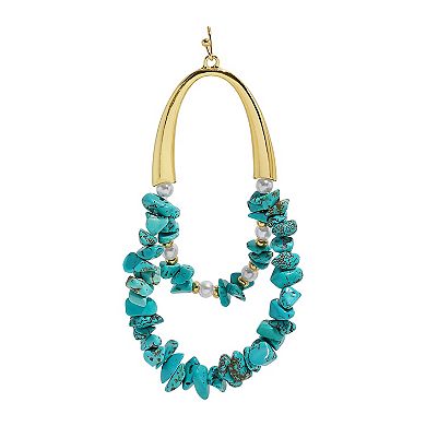 Emberly Gold Tone Chip Simulated Pearl Arch Drop Earrings