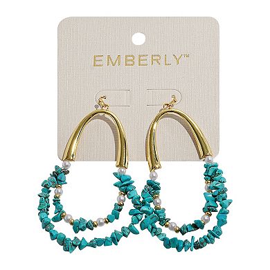 Emberly Gold Tone Chip Simulated Pearl Arch Drop Earrings