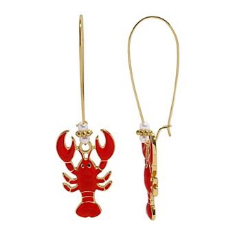 Emberly Gold Tone Lobster Shepherd Wire Drop Earrings
