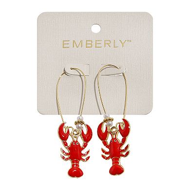Emberly Gold Tone Lobster Shepherd Wire Drop Earrings