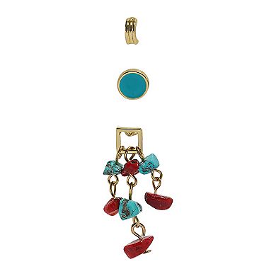 Emberly 3-Pair Gold Tone Post Chip Earring Set