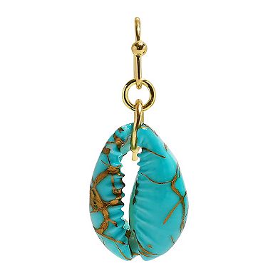 Emberly Gold Tone Shell Fish Hook Earrings