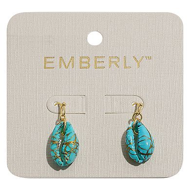 Emberly Gold Tone Shell Fish Hook Earrings
