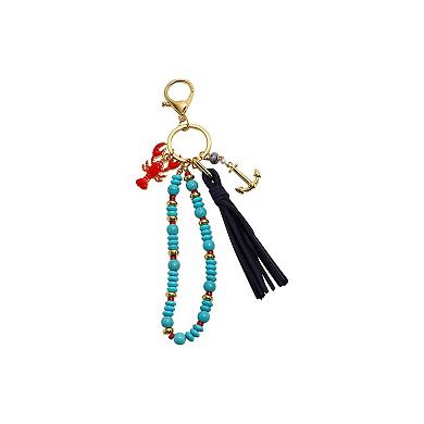 Emberly Gold Tone Lobster & Anchor Charm Keychain