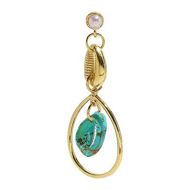 Emberly Gold Tone Shell & Simulated Pearl Teardrop Earrings