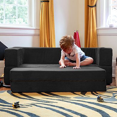 Jaxx Zipline Kids Sofa & Large Ottoman, 3 in 1 Fold Out Sofa