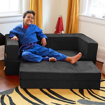 Jaxx Zipline Kids Sofa & Large Ottoman, 3 in 1 Fold Out Sofa