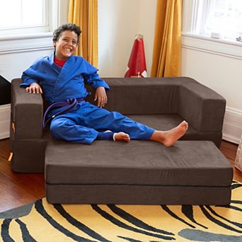 Jaxx Zipline Kids Sofa & Large Ottoman, 3 in 1 Fold Out Sofa