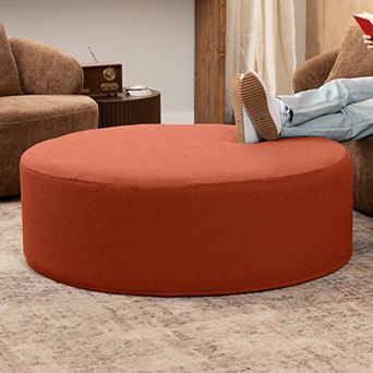 Jaxx Candler Round Couch Ottoman Oversized Giant Coffee Table & Foot Rest, 44”