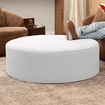 Jaxx Candler Round Couch Ottoman Oversized Giant Coffee Table & Foot Rest, 44”